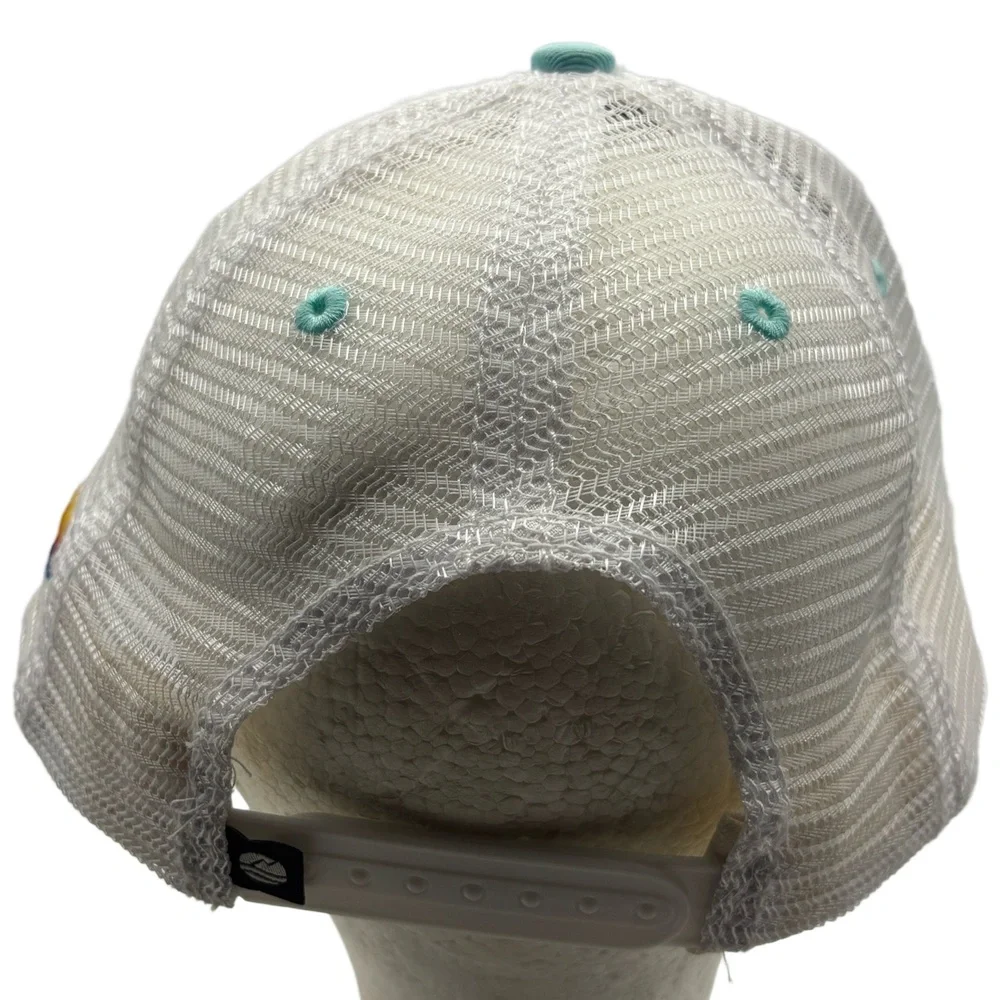 Aspen Bikes Trucker Hat Turquoise White Mesh Snapback Colorado Flag Logo Ouray